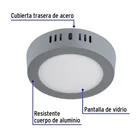 Luminario LED plafón 6W 6500K, redondo, gris, VOLTECK 4