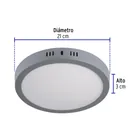 Luminario LED plafón 18W 6500K, redondo, gris, VOLTECK 2