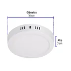 Luminario LED plafón 12W 3000K, redondo, blanco, VOLTECK 4