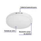 Luminario LED plafón24W 3000K, redondo, blanco, VOLTECK 3