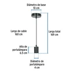 Socket colgante metálico, negro, VOLTECK 3