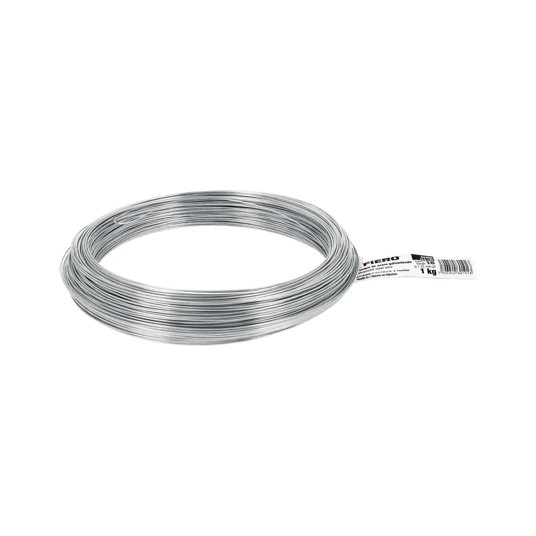 Rollo de 1 kg alambre galvanizado, calibre 18, FIERO