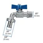 Llave de esfera c/maneral corto, latón, 130gr, 1/2', FOSET 3