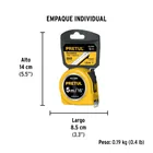 Flexómetro amarillo 5 m cinta 19 mm, en tarjeta, PRETUL 5