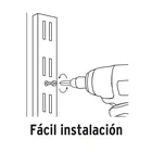 Cremallera doble blanca para ménsulas planas, 2m, FIERO 3