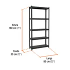 Estante metálico 5 repisas capacidad 80kg, 85x30x180, TRUPER 3
