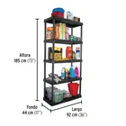Estante plástico 5 repisas capacidad 35kg, 92x43x185, PRETUL 3