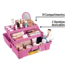 Caja cosmetiquera 14', doble bandeja, rosa, PRETUL 3
