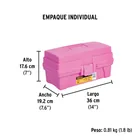 Caja cosmetiquera 14', doble bandeja, rosa, PRETUL 7