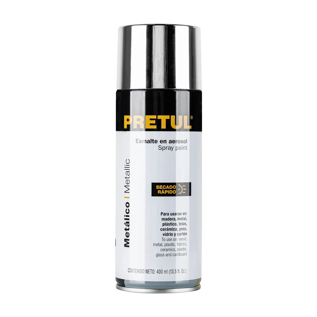 Pintura en aerosol metálica, cromo, 400 ml, PRETUL