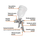 Pistola p/pintar gravedad HVLP vaso plástico, 1.4 mm, TRUPER 2