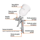 Pistola p/pintar gravedad HVLP vaso plástico, 1.7 mm, TRUPER 2