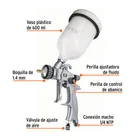 Pistola p/pintar gravedad HVLP vaso plástico, 1.4 mm, EXPERT 2