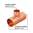 Tee reducida de cobre 3/4' x 3/4' x 1/2', FOSET 2