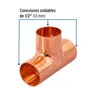 Tee sencilla de cobre 1/2', FOSET 2