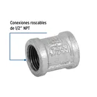 Cople reforzado de acero galvanizado de 1/2', FOSET 2