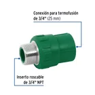 Adaptador PPR 3/4' macho con inserto metálico, FOSET 2