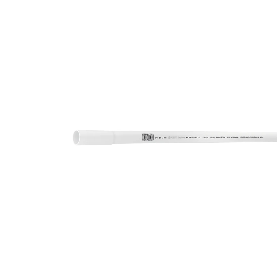Tubo de 1/2' PVC hidráulico RD 21, 3m, 0.25kg, FOSET