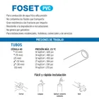 Tubo de 1/2' PVC hidráulico RD 21, 3m, 0.25kg, FOSET 4