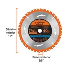 Disco sierra 7-1/4' p/madera, 40 dientes centro 5/8', EXPERT 3