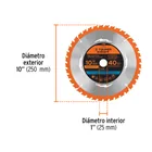 Disco sierra 10' para madera, 40 dientes centro 1', EXPERT 3