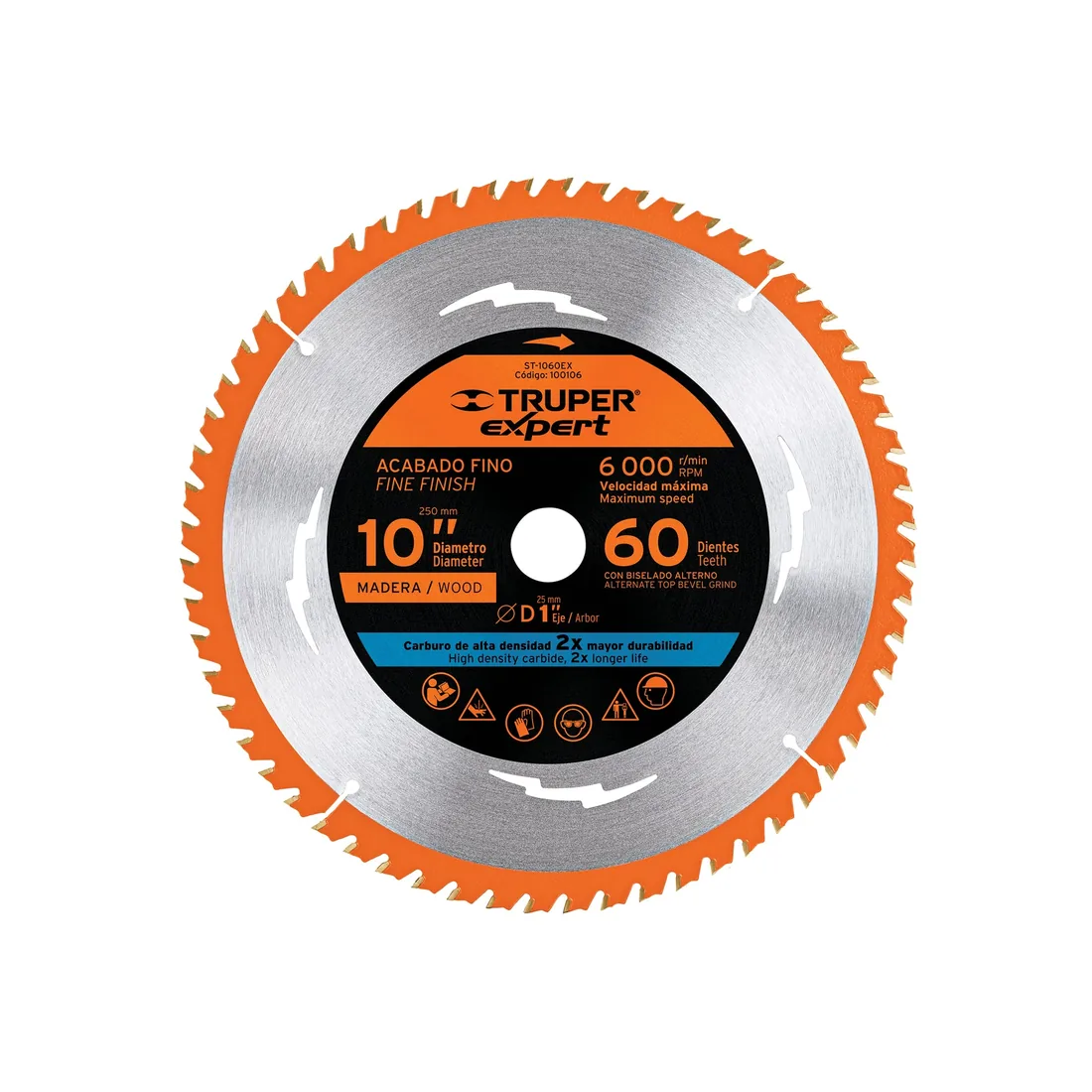 Disco sierra 10' para madera, 60 dientes centro 1', EXPERT