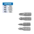 Estuche con 7 puntas de cruz combinadas largo 1', EXPERT 2