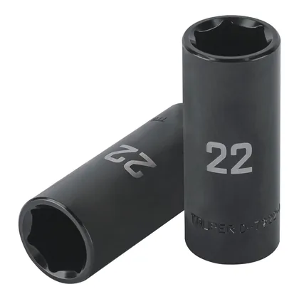 Dado largo impacto de 22 mm, 6 puntas, cuadro 1/2', TRUPER