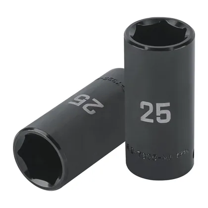 Dado largo impacto de 25 mm, 6 puntas, cuadro 1/2', TRUPER