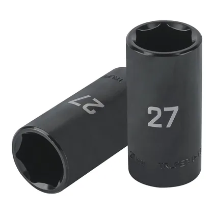 Dado largo impacto de 27 mm, 6 puntas, cuadro 1/2', TRUPER