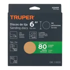 Paquete con 5 discos de lija 6' grano 80, ciegos, TRUPER 4