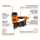 Clavadora neumática de bobina para clavo rolado,70mm, TRUPER 6