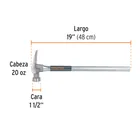 Martillo tubular 20 oz uña California Ripper, cara fresada 3