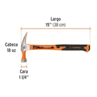 Martillo 18 oz uña recta, mango fibra de vidrio, TRUPER 3