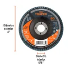 Disco laminado 4', grano 80 centro 5/8', fibra, TRUPER 3