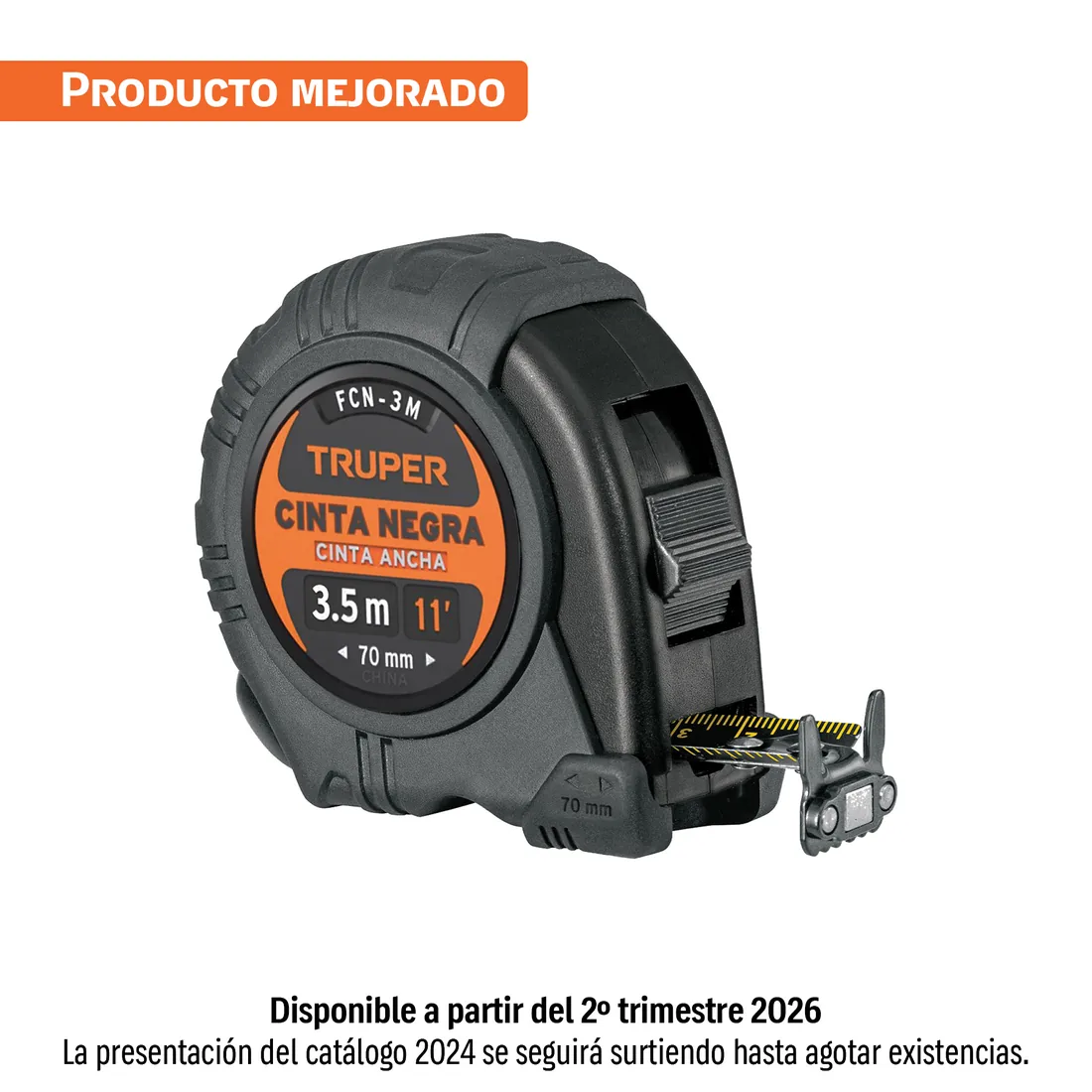 Flexómetro contra impactos 3 m, Cinta Negra 13 mm, TRUPER