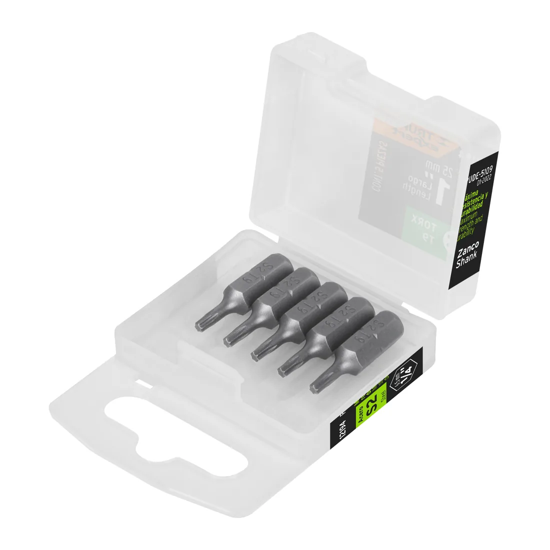 Estuche con 5 puntas torx T9 largo 1', TRUPER EXPERT