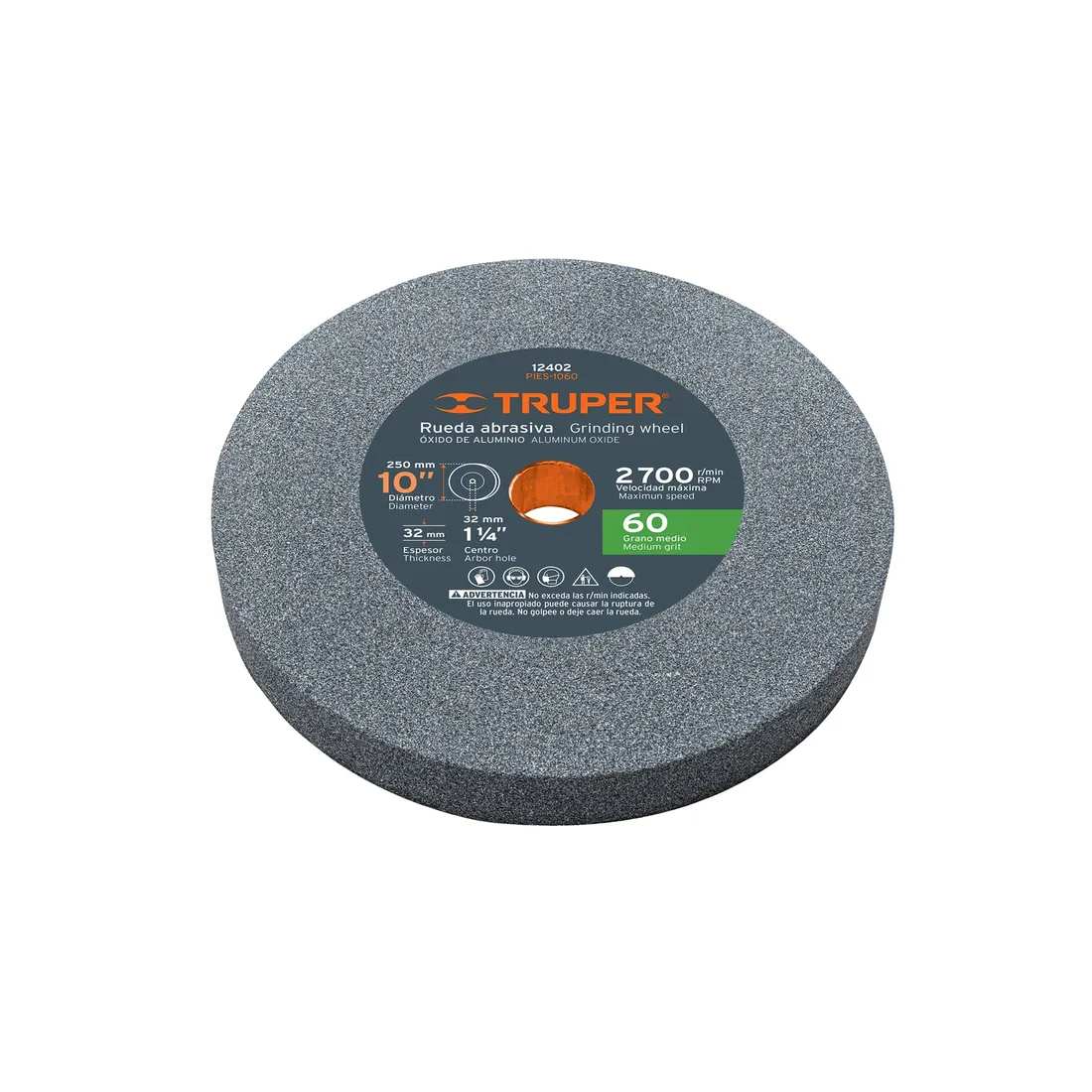 Rueda abrasiva p/esmeril 10'x32mm, óxido aluminio, grano 60