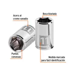 Dado de 11 mm, 6 puntas, cuadro 1/4', TRUPER 2