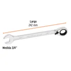 Llave combinada matraca reversible 3/4'x242 mm largo, EXPERT 3