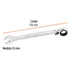 Llave combinada matraca reversible 13mmx178 mm largo, EXPERT 3