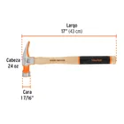 Martillo pulido 24 oz uña recta, boca fresada, TRUPER Grip 3