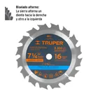 Disco sierra 7- 1/4' para madera, 16 dientes centro 5/8' 2