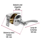 Cerradura manija 'Milán' recámara cromo mate, cil metal 5