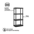 Estante plástico 4 repisas capacidad 45kg, 61x38x125, PRETUL 2