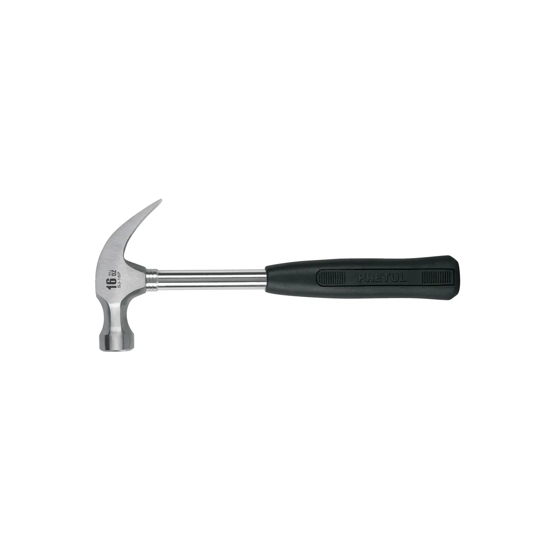 Martillo pulido, 16 oz, uña curva, mango tubular, PRETUL
