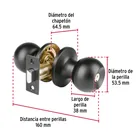 Cerradura esfera tubular, baño, negro, HERMEX BASIC 3