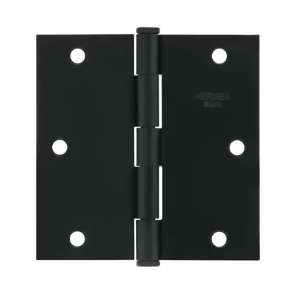 Bisagra cuadrada 3-1/2', acero negro mate cabeza plana BASIC