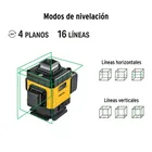 Nivel láser verde, alcance 25m, 16 líneas, recargable,PRETUL 4