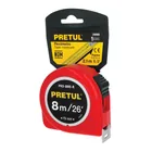 Flexómetro rojo 8 m cinta 25 mm, en tarjeta, PRETUL 1